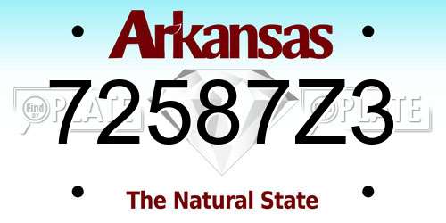 72587Z3 Arkansas License Plate