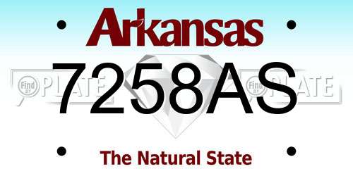7258AS Arkansas License Plate
