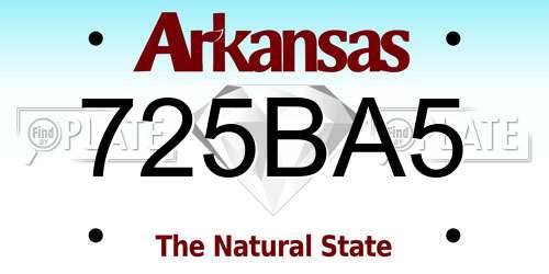 725BA5 Arkansas License Plate