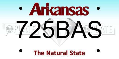 725BAS Arkansas License Plate
