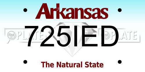 725IED Arkansas License Plate