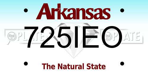 725IEO Arkansas License Plate