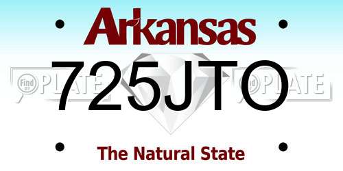 725JTO Arkansas License Plate