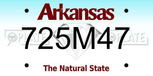 725M47 Arkansas License Plate