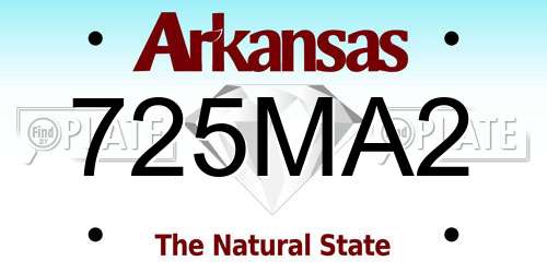 725MA2 Arkansas License Plate