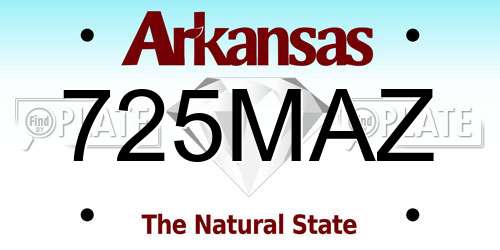 725MAZ Arkansas License Plate