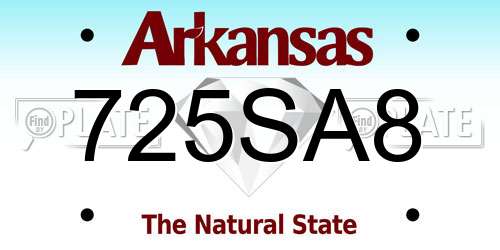 725SA8 Arkansas License Plate