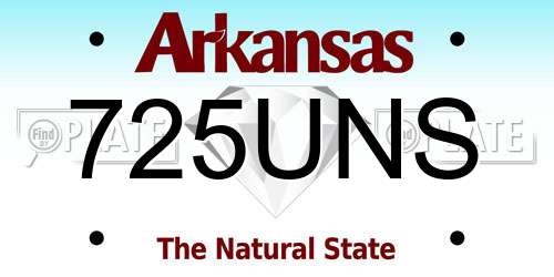 725UNS Arkansas License Plate