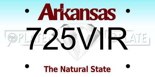 725VIR Arkansas License Plate