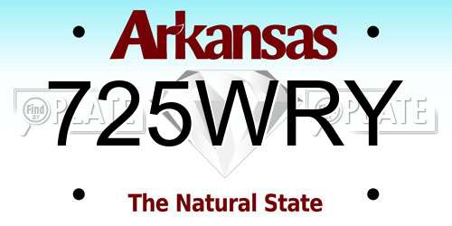 725WRY Arkansas License Plate