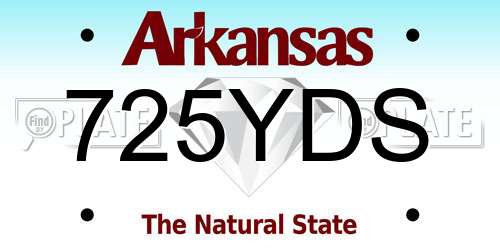 725YDS Arkansas License Plate