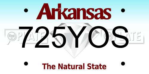 725YOS Arkansas License Plate