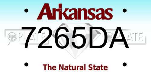 7265DA Arkansas License Plate