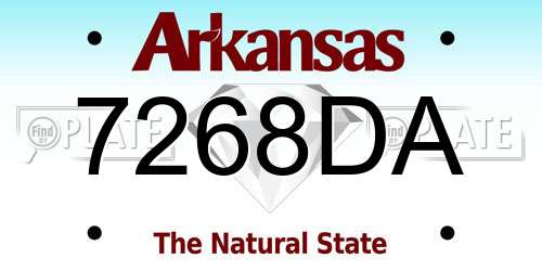 7268DA Arkansas License Plate