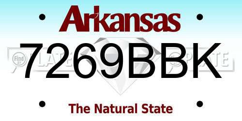 7269BBK Arkansas License Plate