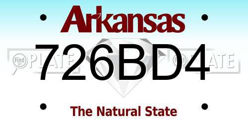 726BD4 Arkansas License Plate