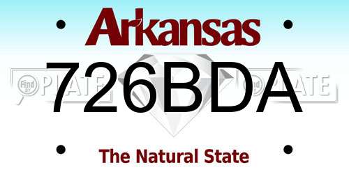 726BDA Arkansas License Plate