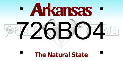 726BO4 Arkansas License Plate