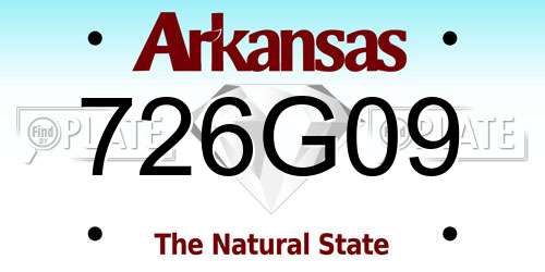 726G09 Arkansas License Plate
