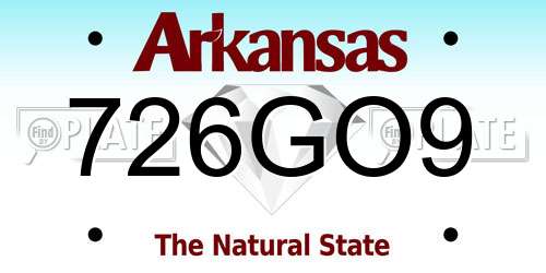 726GO9 Arkansas License Plate