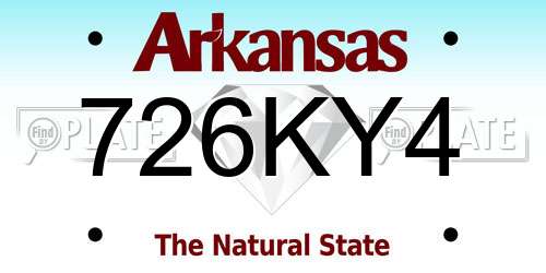 726KY4 Arkansas License Plate