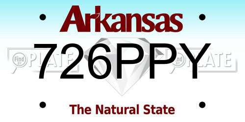 726PPY Arkansas License Plate