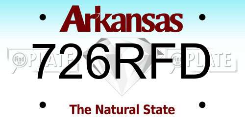 726RFD Arkansas License Plate