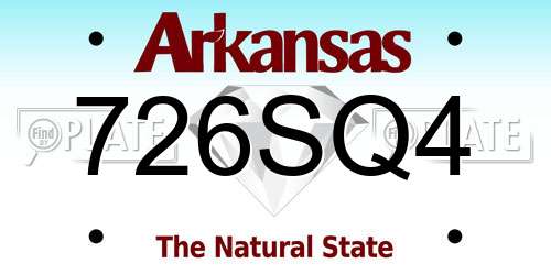 726SQ4 Arkansas License Plate