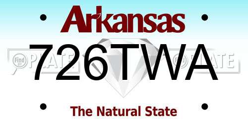 726TWA Arkansas License Plate