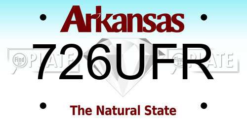 726UFR Arkansas License Plate