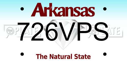 726VPS Arkansas License Plate