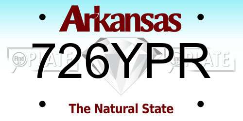 726YPR Arkansas License Plate