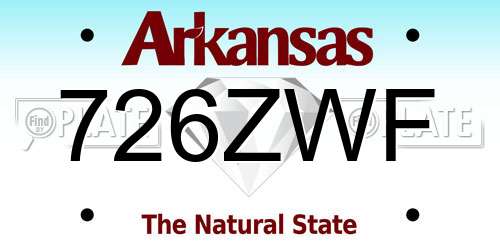 726ZWF Arkansas License Plate