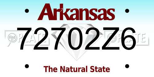 72702Z6 Arkansas License Plate