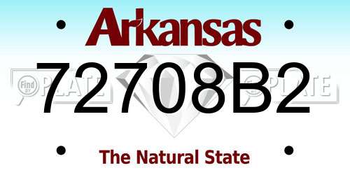 72708B2 Arkansas License Plate