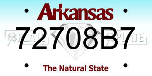 72708B7 Arkansas License Plate