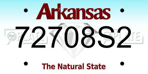72708S2 Arkansas License Plate