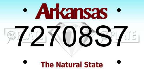 72708S7 Arkansas License Plate