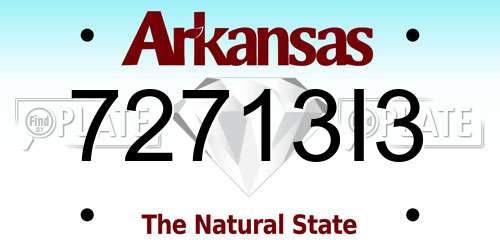 72713I3 Arkansas License Plate
