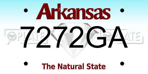 7272GA Arkansas License Plate