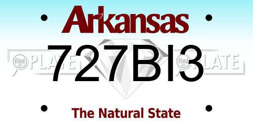 727BI3 Arkansas License Plate