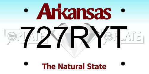 727RYT Arkansas License Plate