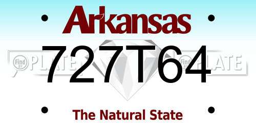 727T64 Arkansas License Plate