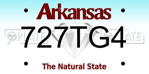 727TG4 Arkansas License Plate