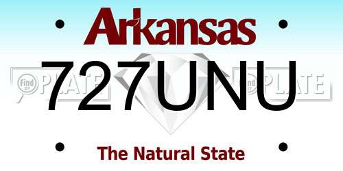 727UNU Arkansas License Plate