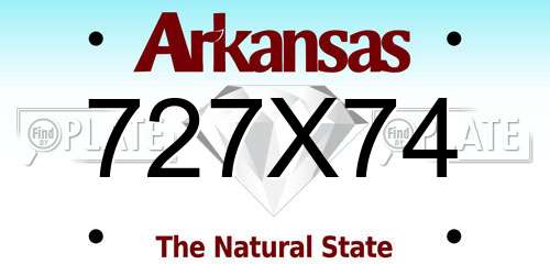 727X74 Arkansas License Plate