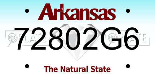 72802G6 Arkansas License Plate