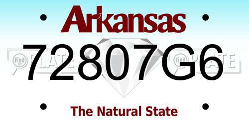 72807G6 Arkansas License Plate