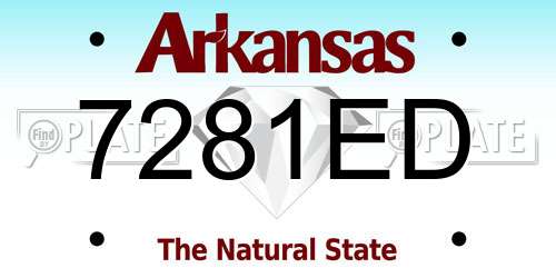 7281ED Arkansas License Plate