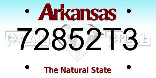 72852T3 Arkansas License Plate